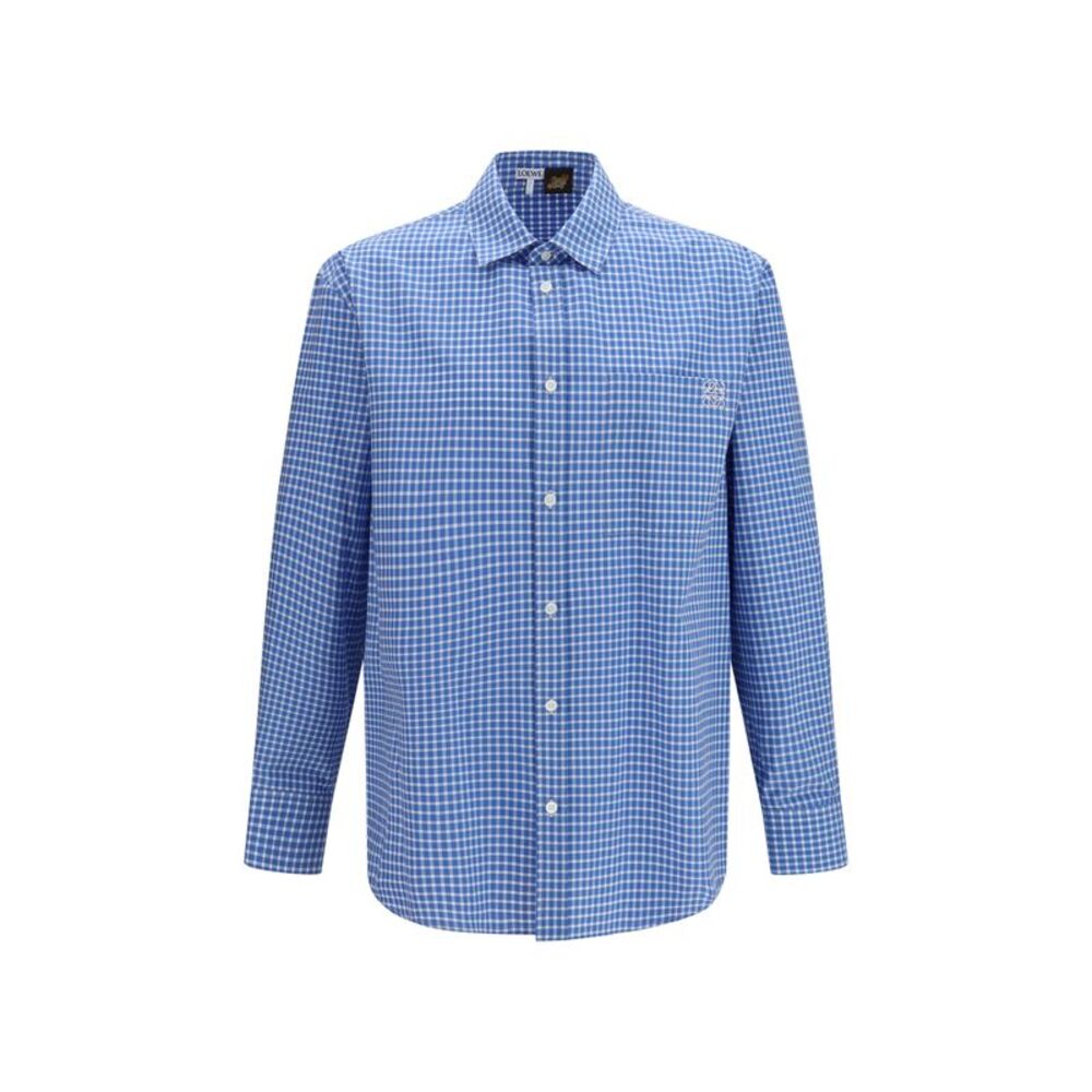 Loewe Men Textured Cotton Check Shirt